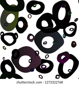 Dark Silver, Gray vector seamless cover with circles. Blurred bubbles on abstract backdrop with colorful gradient. Template for business cards, websites.