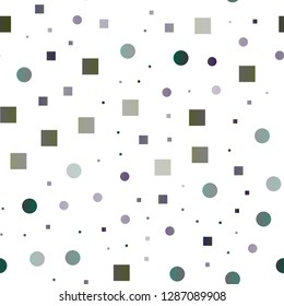 Dark Silver, Gray vector seamless pattern with spheres, squares. Illustration with set of shining colorful abstract circles, cubes. Pattern for design of window blinds, curtains.