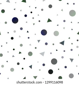 Dark Silver, Gray vector seamless cover in polygonal style with circles. Abstract gradient illustration with circles, triangles. Pattern for trendy fabric, wallpapers.