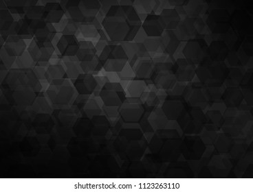Dark Silver, Gray vector shining hexagonal pattern. Modern geometrical abstract illustration with gradient. The template can be used as a background for cell phones.