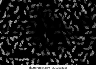 Dark Silver, Gray vector sketch template. Abstract leaves with gradient on simple background. Pattern for coloring books and pages for kids.