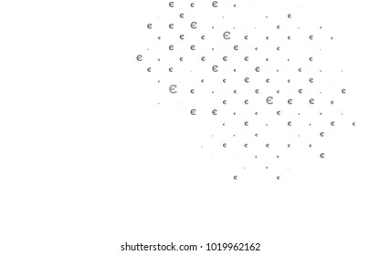 Dark Silver, Gray vector template with cryptocurrency. Blurred design in simple style with symbols of Euro. The pattern can be used as ads, poster, banner for payments.