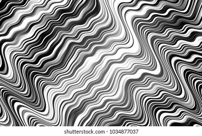 Dark Silver, Gray vector template with bent lines. Shining illustration, which consist of blurred lines, circles. The elegant pattern for brand book.