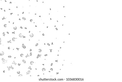 Dark Silver, Gray vector template with Euro, Dollar, Yen. Shining colored illustration with EUR, USD, JPY signs. The pattern can be used for ad, booklets, leaflets of banks.