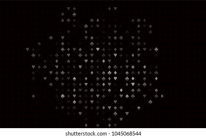 Dark Silver, Gray vector template with poker symbols. Glitter abstract sketch with isolated symbols of playing cards. Design for ad, poster, banner of gambling websites.