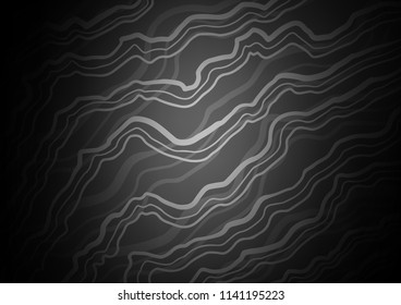 Dark Silver, Gray vector template with lava shapes. Modern gradient abstract illustration with bandy lines. Brand new design for your ads, poster, banner.