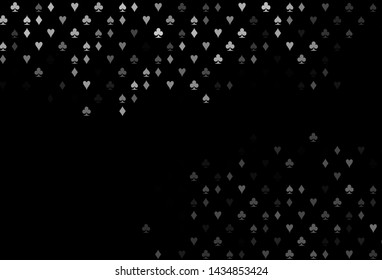 Dark Silver, Gray vector template with poker symbols. Shining illustration with hearts, spades, clubs, diamonds. Smart design for your business advert of casinos.