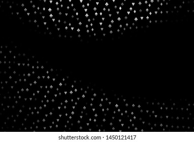 Dark Silver, Gray vector template with poker symbols. Blurred decorative design of hearts, spades, clubs, diamonds. Pattern for leaflets of poker games, events.