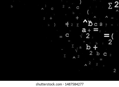 Dark Silver, Gray vector template with math simbols. Shining colorful illustration with isolated Digit signs. Pattern for ads, poster, banner of books.