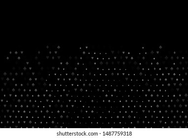 Dark Silver, Gray vector template with poker symbols. Glitter abstract sketch with isolated symbols of playing cards. Pattern for booklets, leaflets of gambling houses.