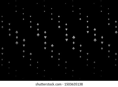 Dark Silver, Gray vector template with poker symbols. Glitter abstract sketch with isolated symbols of playing cards. Pattern for ads of parties, events in Vegas.
