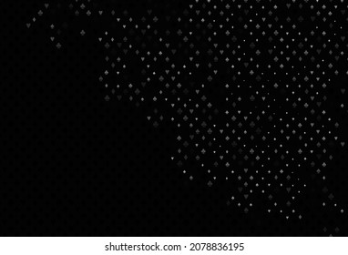 Dark silver, gray vector template with poker symbols. Shining illustration with hearts, spades, clubs, diamonds. Pattern for ads of parties, events in Vegas.