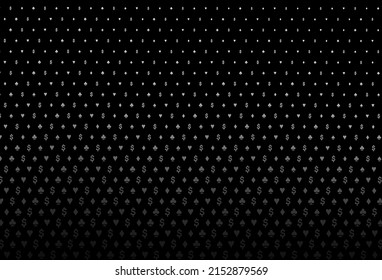Dark silver, gray vector template with poker symbols. Blurred decorative design of hearts, spades, clubs, diamonds. Pattern for leaflets of poker games, events.