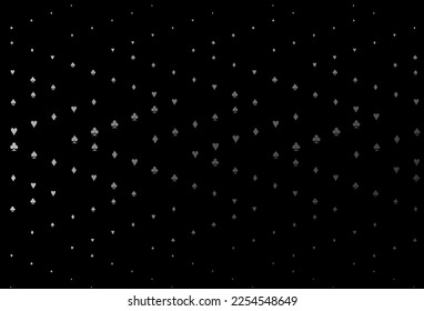 Dark Silver, Gray vector template with poker symbols. Glitter abstract sketch with isolated symbols of playing cards. Pattern for ads of parties, events in Vegas.