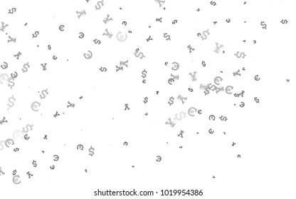 Dark Silver, Gray vector texture with financial symbols. Colored symbols of all currency on white background. The pattern can be used for ad, booklets, leaflets of banks.