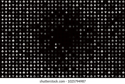Dark Silver, Gray vector texture with playing cards. Shining illustration with hearts, spades, clubs, diamonds. Smart design for your business advert of casinos.