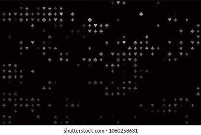 Dark Silver, Gray vector texture with playing cards. Colorful gradient with signs of hearts, spades, clubs, diamonds. Pattern for booklets, leaflets of gambling houses.