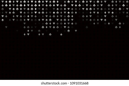 Dark Silver, Gray vector texture with playing cards. Glitter abstract sketch with isolated symbols of playing cards. Pattern for ads of parties, events in Vegas.