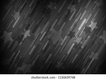 Dark Silver, Gray vector texture with colored lines and stars. Blurred decorative design in simple style with lines. The template can be used as a background.