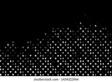 Dark Silver, Gray vector texture with playing cards. Blurred decorative design of hearts, spades, clubs, diamonds. Pattern for booklets, leaflets of gambling houses.