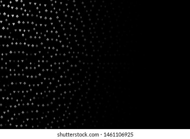 Dark Silver, Gray vector texture with playing cards. Colorful gradient with signs of hearts, spades, clubs, diamonds. Pattern for booklets, leaflets of gambling houses.