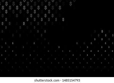 Dark Silver, Gray vector texture with financial symbols. Illustration with dollar, USD, usa signs on white template. Best design for your ad, poster, banner of money.