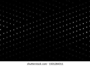 Dark Silver, Gray vector texture with playing cards. Illustration with set of hearts, spades, clubs, diamonds. Pattern for leaflets of poker games, events.