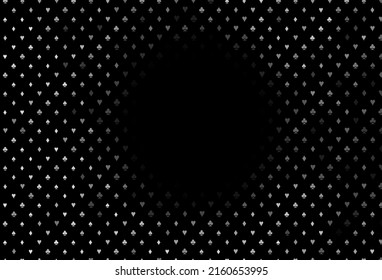 Dark silver, gray vector texture with playing cards. Shining illustration with hearts, spades, clubs, diamonds. Pattern for ads of parties, events in Vegas.