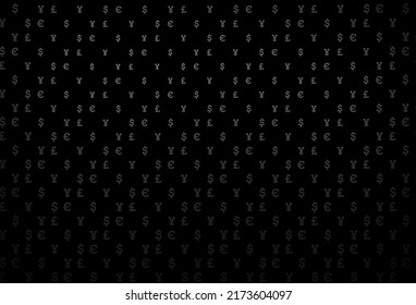 Dark silver, gray vector texture with financial symbols. Illustration with dollar, USD, usa signs on white template. The pattern can be used for financial, investment websites.