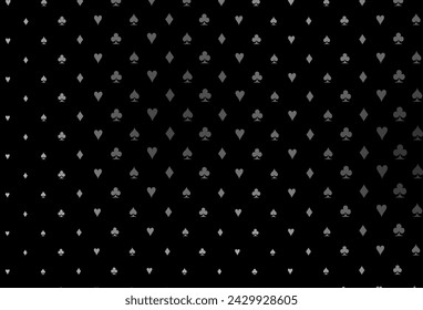 Dark silver, gray vector texture with playing cards. Colorful gradient with signs of hearts, spades, clubs, diamonds. Design for ad, poster, banner of gambling websites.