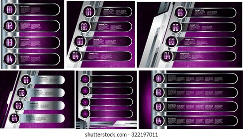 dark silver purple colorful Web Design Website Elements Template for graphic internet.text box. label. infographics.metal. card. pixel. Metals, alloys, steel, aluminum. button.many, various, much