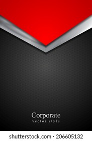 Dark Silver And Red Tech Arrows Design. Vector Steel Metal Background