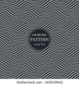 Dark silver waving line geometric pattern background for cover, greeting card, flyer. fabric print, abstract textured design wallpaper. Creative vector illustration template