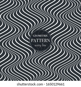 Dark silver waving line geometric pattern background for cover, greeting card, flyer. fabric print, abstract textured design wallpaper. Creative vector illustration template