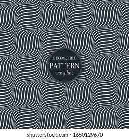 Dark silver waving line geometric pattern background for cover, greeting card, flyer. fabric print, abstract textured design wallpaper. Creative vector illustration template