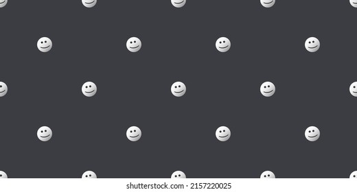 Dark Simple Minimalist Seamless  Pattern - Silver Smiling Faces - Vector Design