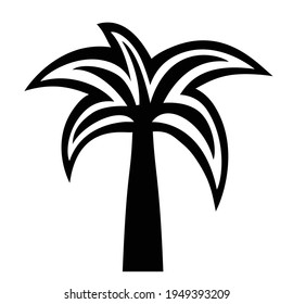 Forma de silueta de una sola palma oscura de un árbol floral para afiches, camisas y diseños para la lustración, la rayadura, el collage y la creatividad