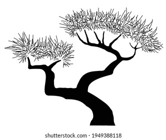 Dark single silhouette sakura shape of a floral tree for the posters, shirts and designs for llustration, scrapbooking, collage and creativity