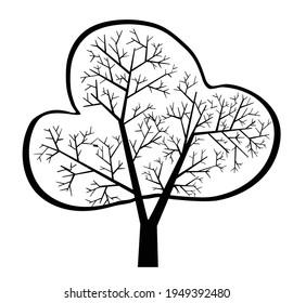 Forma de silueta simple oscura de un árbol floral para afiches, camisas y diseños para la ilustración, la rayadura, el collage y la creatividad