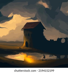 A dark and sinister surreal landscape