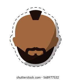 dark skin bearded man with mohawk icon image vector illustration design 