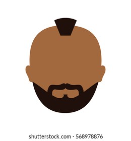 dark skin bearded man with mohawk icon image vector illustration design 