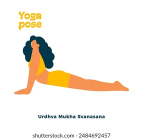 Dark skin tone female perform yoga pose isolated on white background. Urdhva Mukha Svanasana - Upward Facing Dog Pose Pose.