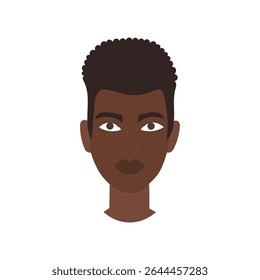 Dark skin woman. Female portrait Vector. Young adult illustration. Expressive face artwork.