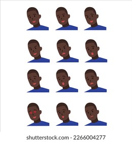 dark skinned boy with different expressions