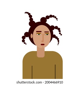 Dark skinned girl with dreadlocks, casual style
