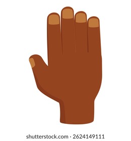Dark skinned open hand showing five fingers, counting or greeting gesture