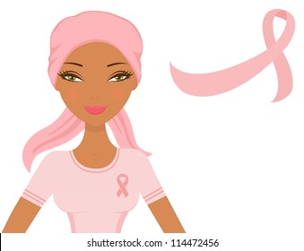 Dark skinned woman after chemotherapy representing breast cancer awareness