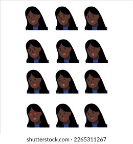 dark skinned woman different expressions