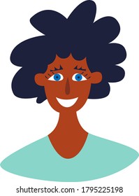 Dark skinned woman. Girl Power poster or card concept for International woman design for poster or card. Vector flat illustration in modern style.